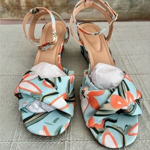 Adrienne Vittadini Floral Coral Sandals